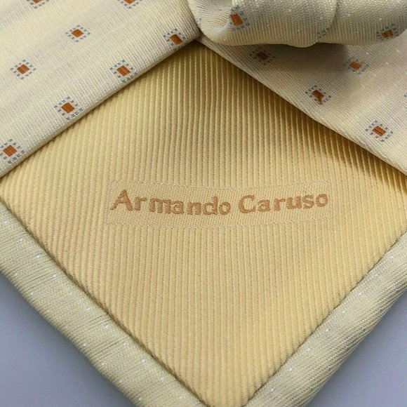 Armando Caruso Yellow Tie with Small Blocks - Picture 3 of 5